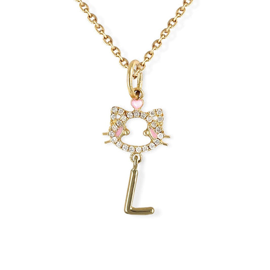 "Maya The Kitten" Necklace With The Letter "L" - Baby Fitaihi"Maya The Kitten" Necklace With The Letter "L"