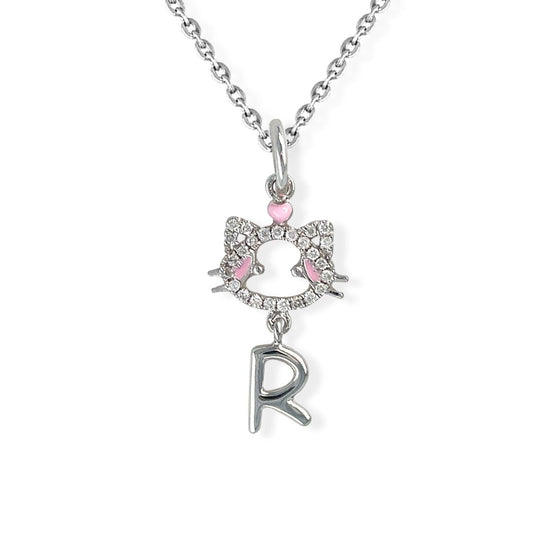 "Maya The Kitten" Necklace With The Letter "R" - Baby Fitaihi"Maya The Kitten" Necklace With The Letter "R"