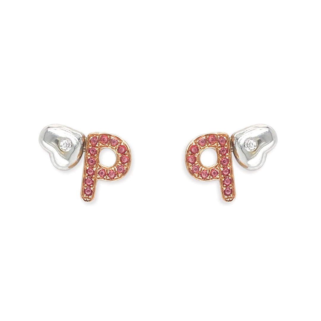 My Letter 'P' - Sapphire and Diamond Earrings - Baby FitaihiMy Letter 'P' - Sapphire and Diamond Earrings