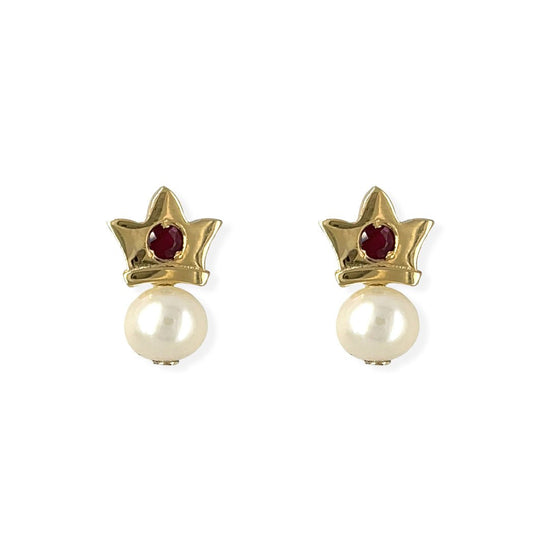 My Princess Gold & Ruby Earrings - Baby FitaihiMy Princess Gold & Ruby Earrings