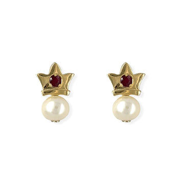 My Princess Gold & Ruby Earrings - Baby FitaihiMy Princess Gold & Ruby Earrings