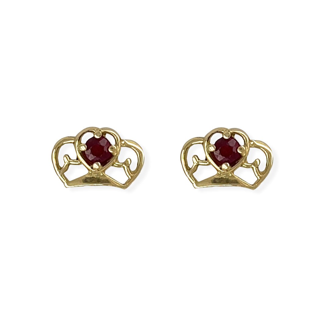 My Princess Gold & Ruby Earrings - Baby FitaihiMy Princess Gold & Ruby Earrings