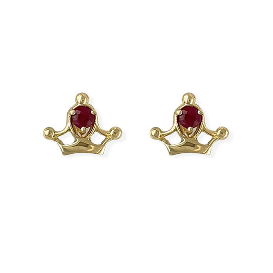 My Princess Gold & Ruby Earrings - Baby FitaihiMy Princess Gold & Ruby Earrings