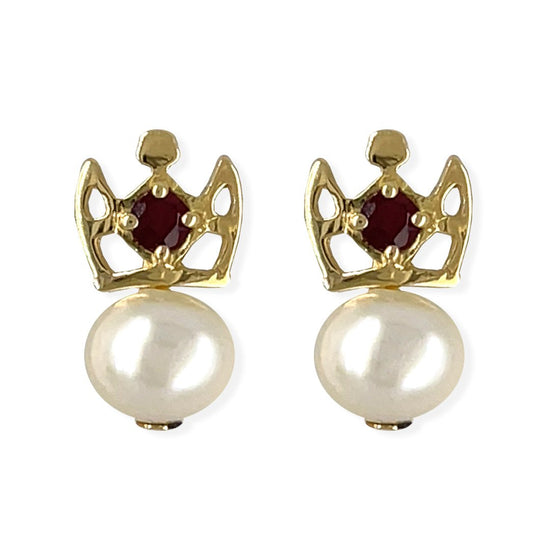 My Princess Gold & Ruby Earrings - Baby FitaihiMy Princess Gold & Ruby Earrings