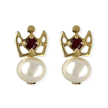 My Princess Gold & Ruby Earrings - Baby FitaihiMy Princess Gold & Ruby Earrings