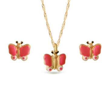 Necklace & Earrings Red Butterfly Set - Baby FitaihiNecklace & Earrings Red Butterfly Set