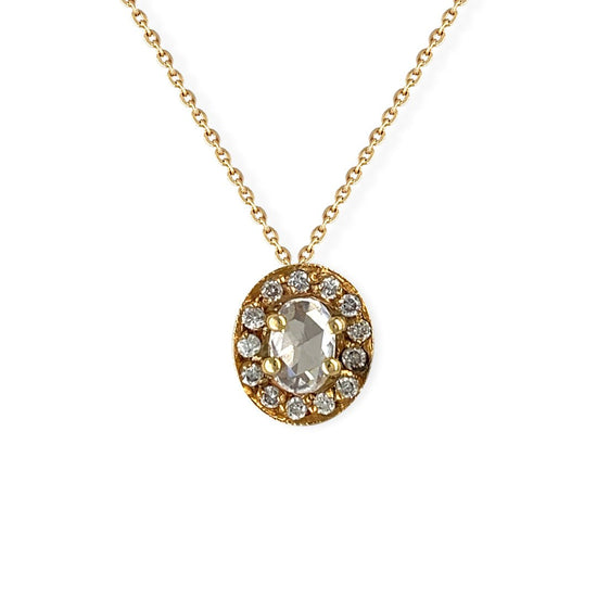 Ovel shape Gold & Diamond Necklace - Baby FitaihiOvel shape Gold & Diamond Necklace