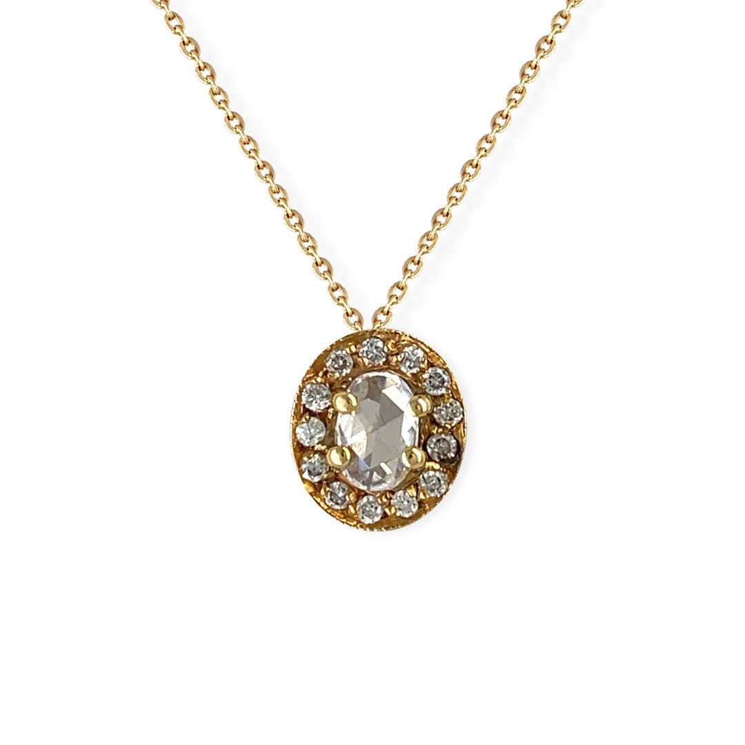 Ovel shape Gold & Diamond Necklace - Baby FitaihiOvel shape Gold & Diamond Necklace