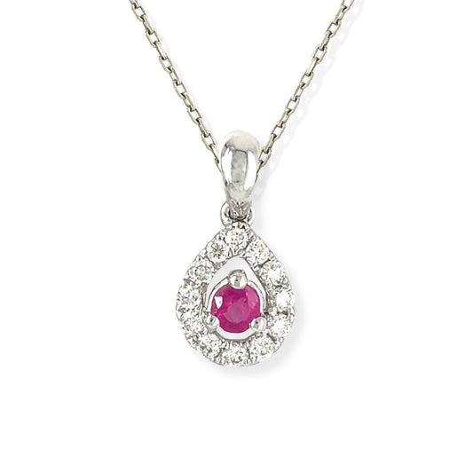 Pear Shaped Diamond & Ruby necklace - Baby FitaihiPear Shaped Diamond & Ruby necklace