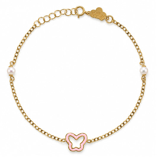 Butterfly Shape Gold & Pearl Bracelet