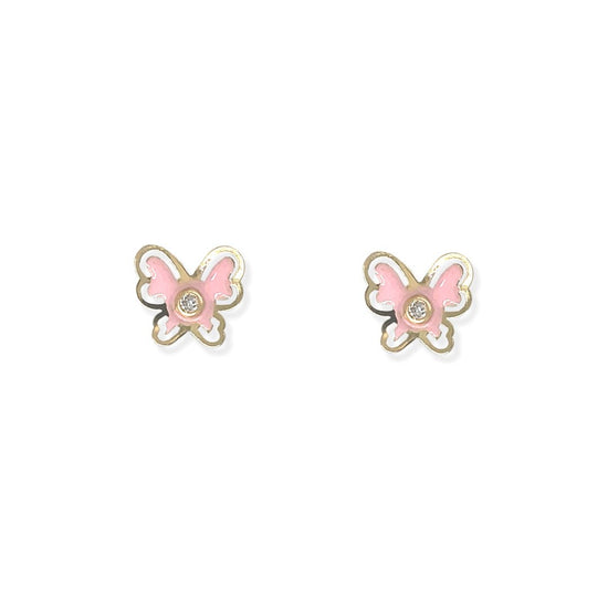 Pink Butterfly Enamel Earrings - Baby FitaihiPink Butterfly Enamel Earrings