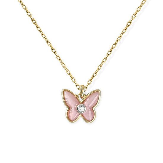 Pink Butterfly Necklace - Baby FitaihiPink Butterfly Necklace