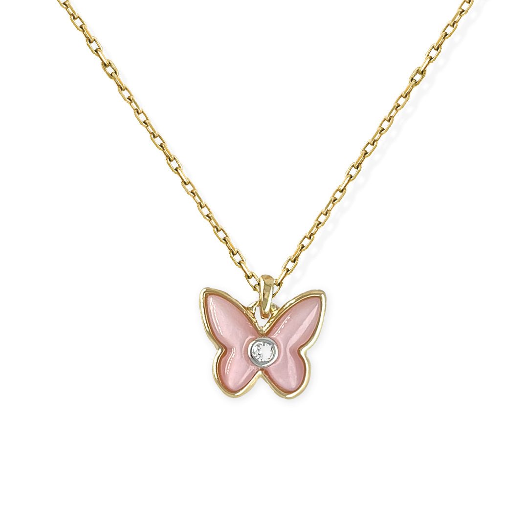 Pink Butterfly Necklace - Baby FitaihiPink Butterfly Necklace