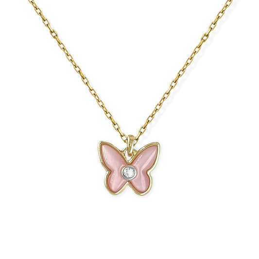 Pink Butterfly Necklace - Baby FitaihiPink Butterfly Necklace