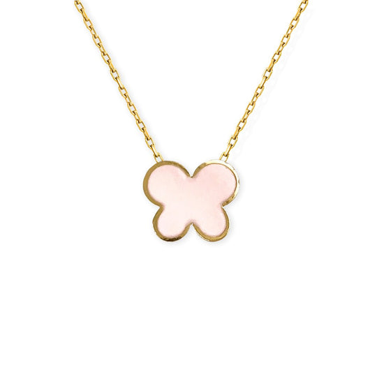 Pink Butterfly shape Gold Necklace - Baby FitaihiPink Butterfly shape Gold Necklace