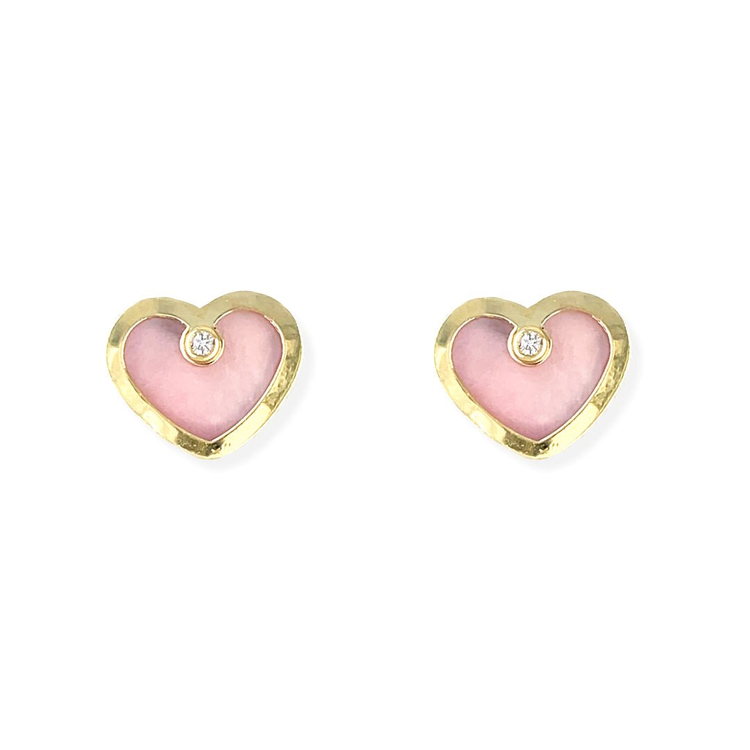 Pink Diamond Heart Earrings - Baby FitaihiPink Diamond Heart Earrings