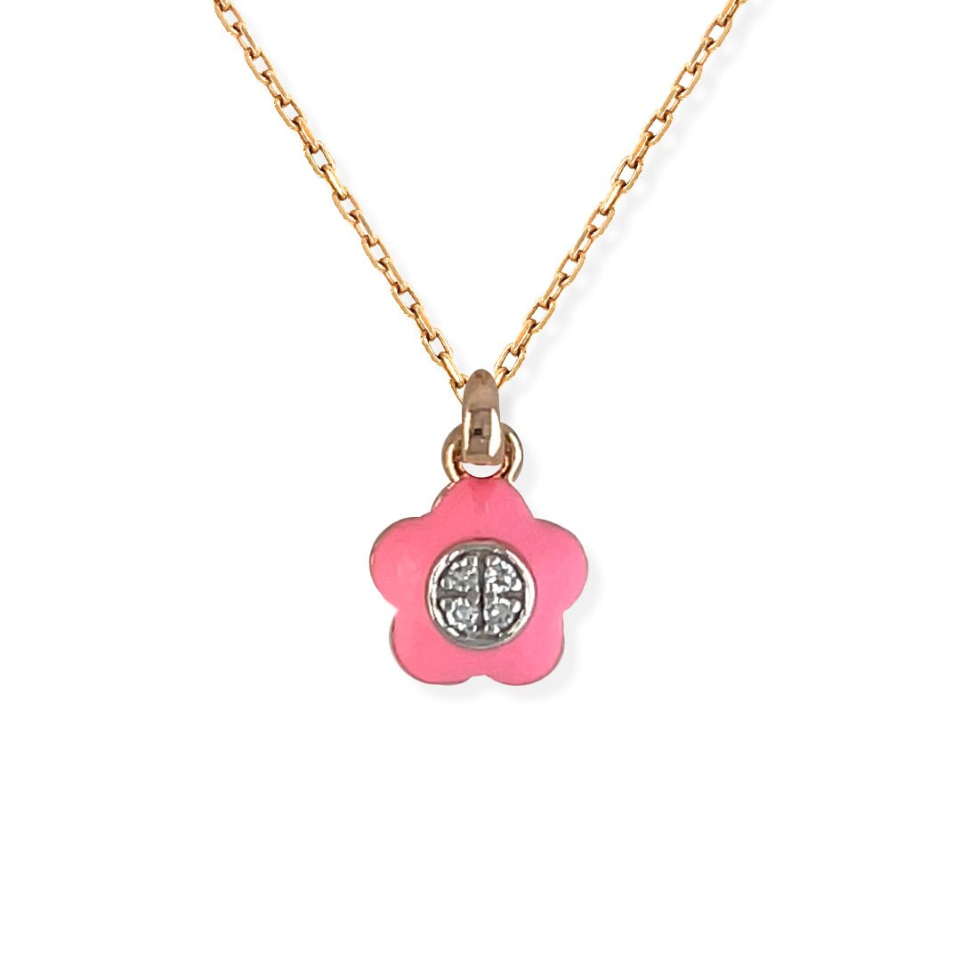 Pink Enamel Flower Necklace - Baby FitaihiPink Enamel Flower Necklace