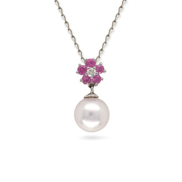 Pink Flower Pearl Necklace - Baby FitaihiPink Flower Pearl Necklace