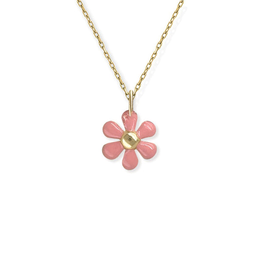 Pink Flower shape Gold Necklace - Baby FitaihiPink Flower shape Gold Necklace