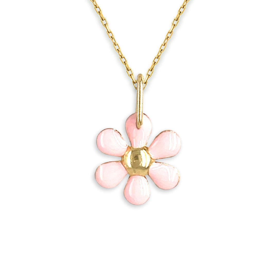 Pink Flower Shape Gold Necklace - Baby FitaihiPink Flower Shape Gold Necklace