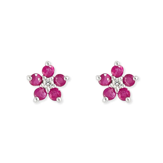 Pink Sapphire Flower Earrings - Baby FitaihiPink Sapphire Flower Earrings