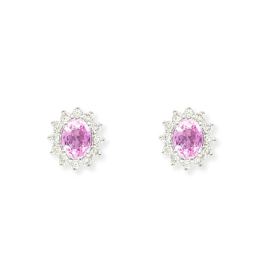 Pink Sapphire Gold & Diamond Earrings - Baby FitaihiPink Sapphire Gold & Diamond Earrings