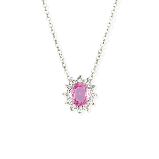 Pink Sapphire Gold & Diamond Necklace - Baby FitaihiPink Sapphire Gold & Diamond Necklace