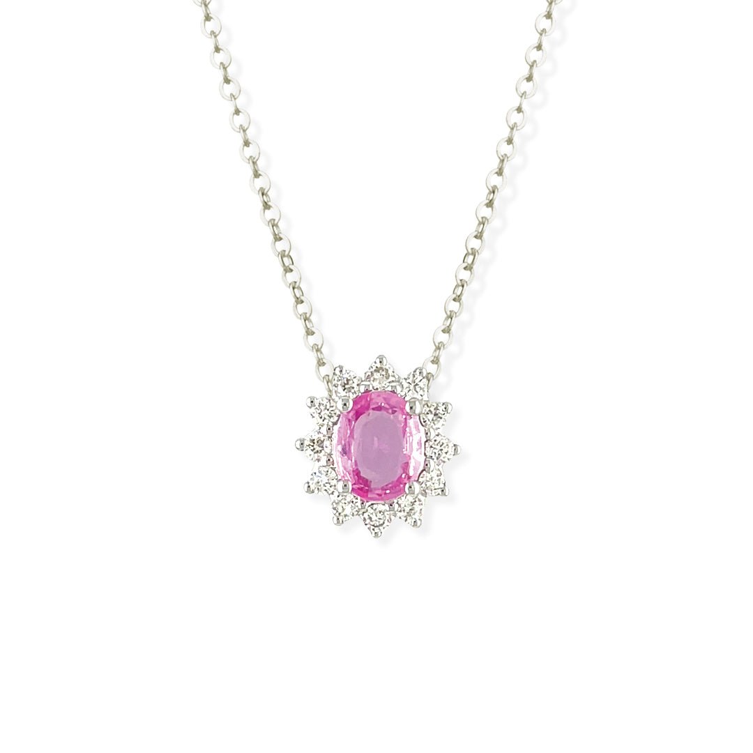 Pink Sapphire Gold & Diamond Necklace - Baby FitaihiPink Sapphire Gold & Diamond Necklace