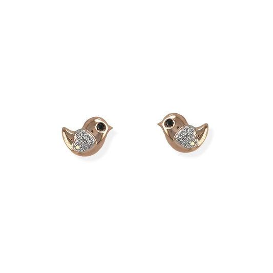 Rose Gold Bird Earrings - Baby FitaihiRose Gold Bird Earrings