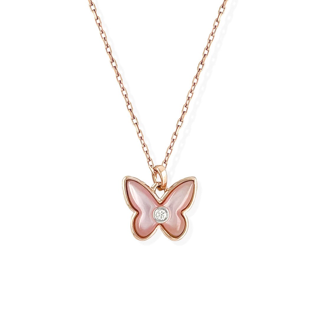 Rose Gold Butterfly Necklace - Baby FitaihiRose Gold Butterfly Necklace