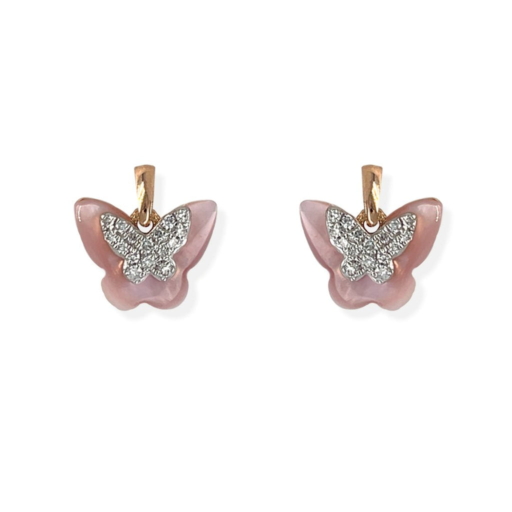 Rose Gold & Diamond Butterfly Earrings - Baby FitaihiRose Gold & Diamond Butterfly Earrings