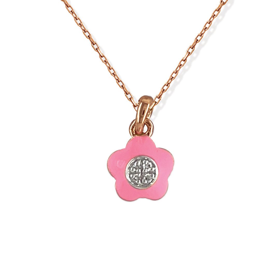 Rose Gold Pink Flower Necklace - Baby FitaihiRose Gold Pink Flower Necklace