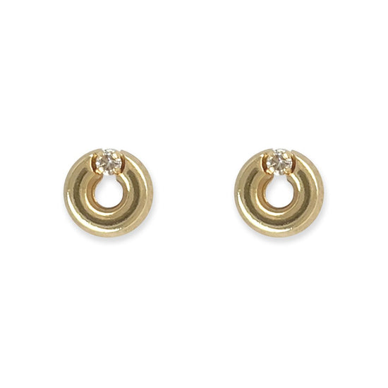 Round shape Gold and Diamond Earring - Baby FitaihiRound shape Gold and Diamond Earring