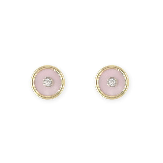 Round Shape Gold & Diamond Earrings - Baby FitaihiRound Shape Gold & Diamond Earrings