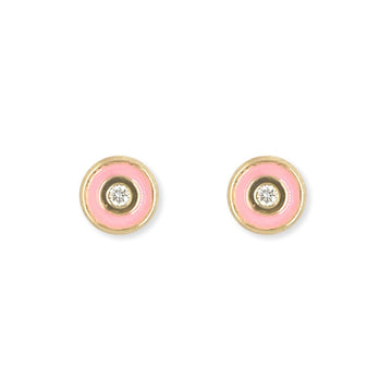 Round Shape Gold & Diamond Earrings - Baby FitaihiRound Shape Gold & Diamond Earrings