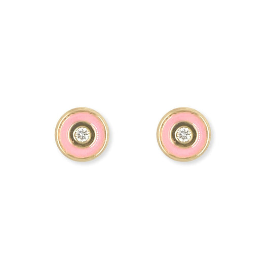 Round Shape Gold & Diamond Earrings - Baby FitaihiRound Shape Gold & Diamond Earrings