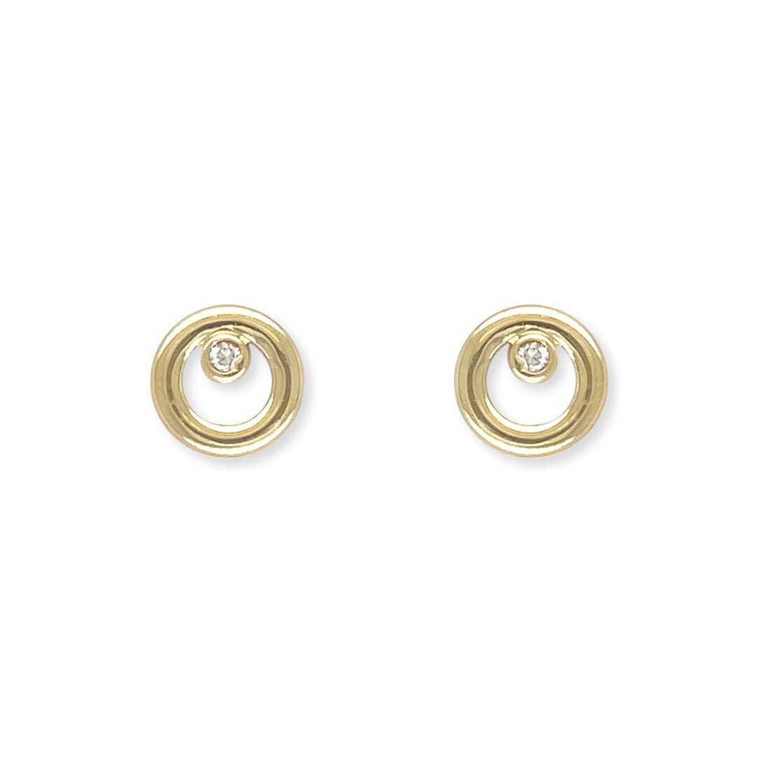 Round Shape Gold & Diamond Earrings - Baby FitaihiRound Shape Gold & Diamond Earrings