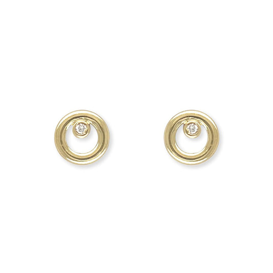 Round Shape Gold & Diamond Earrings - Baby FitaihiRound Shape Gold & Diamond Earrings