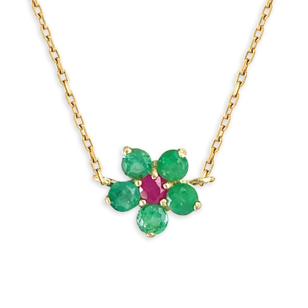 Ruby And Emerald Rose Necklace - Baby FitaihiRuby And Emerald Rose Necklace