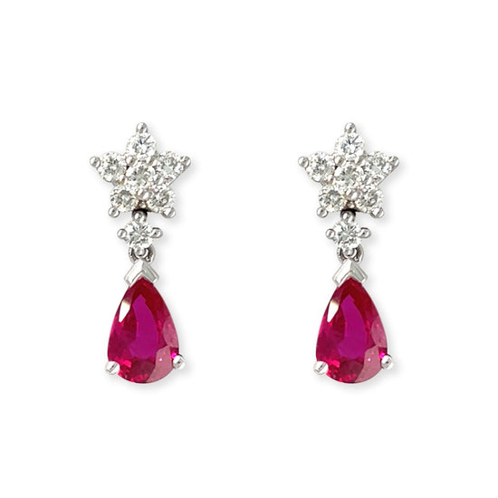 Ruby & Diamond earrings - Baby FitaihiRuby & Diamond earrings