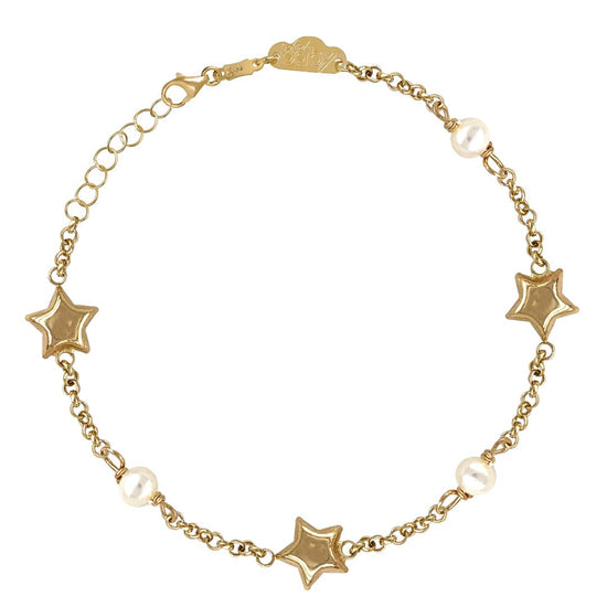 Star Gold and Pearl Bracelet - Baby FitaihiStar Gold and Pearl Bracelet