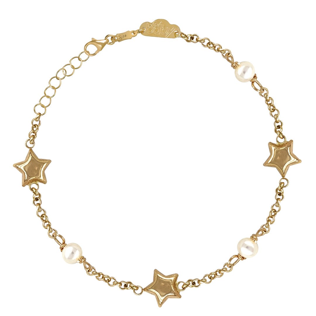 Star Gold and Pearl Bracelet - Baby FitaihiStar Gold and Pearl Bracelet