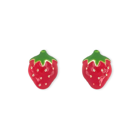 Strawberry Shape Gold Earrings - Baby FitaihiStrawberry Shape Gold Earrings