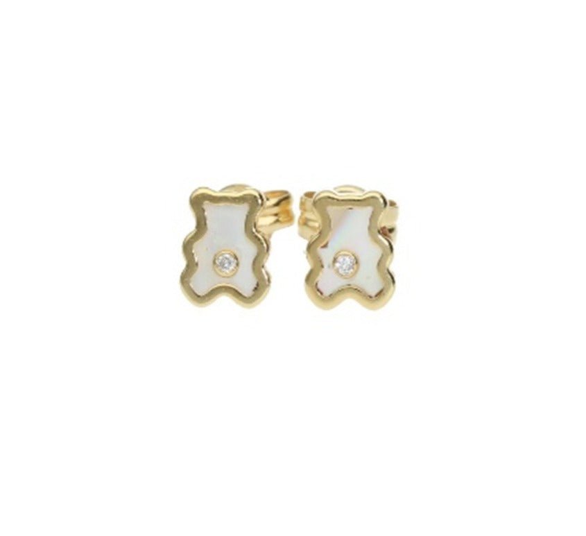 Teddy Bear Shape Gold an Diamond Earrings - Baby FitaihiTeddy Bear Shape Gold an Diamond Earrings