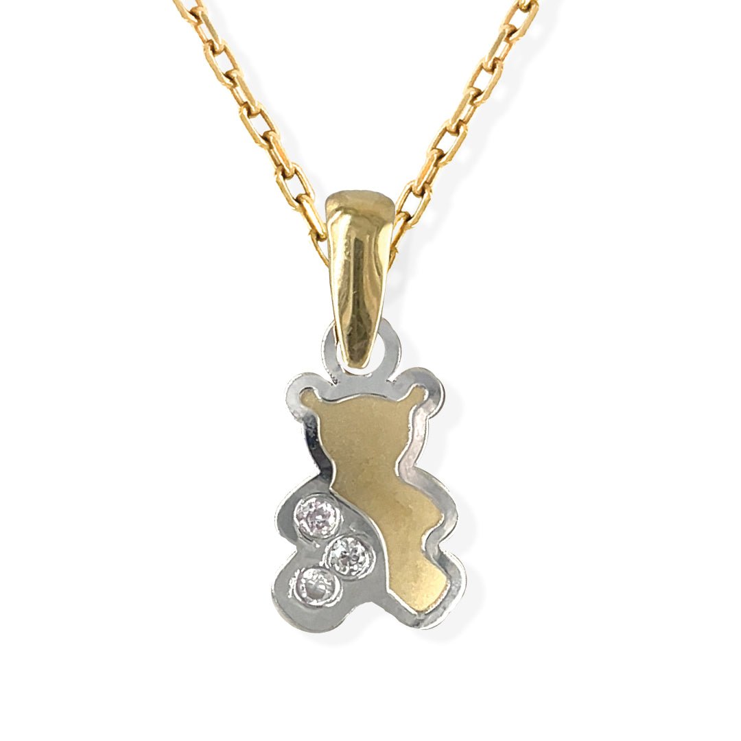 Teddy Bear Shape Gold and Diamond Necklace - Baby FitaihiTeddy Bear Shape Gold and Diamond Necklace