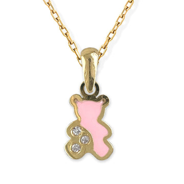 Teddy Bear Shape Gold and Diamond Necklace - Baby FitaihiTeddy Bear Shape Gold and Diamond Necklace