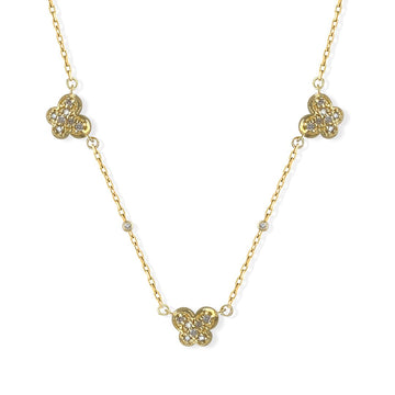 Triple Butterfly Gold & Diamond Necklace - Baby FitaihiTriple Butterfly Gold & Diamond Necklace
