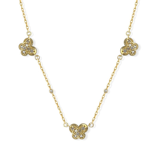 Triple Butterfly Gold & Diamond Necklace - Baby FitaihiTriple Butterfly Gold & Diamond Necklace