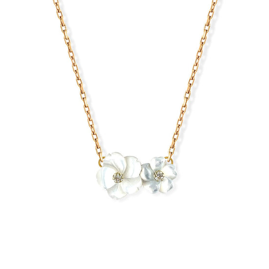 White Double Floral Necklace - Baby FitaihiWhite Double Floral Necklace