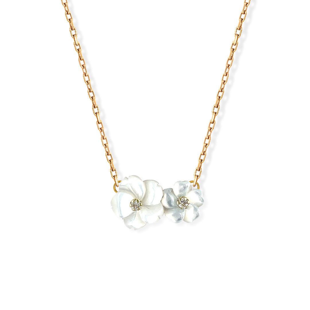 White Double Floral Necklace - Baby FitaihiWhite Double Floral Necklace